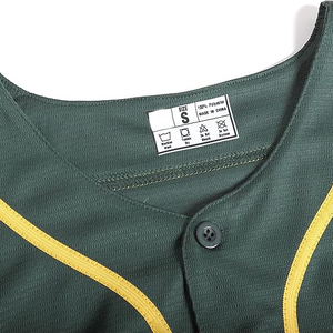 Camiseta de Béisbol Verde Oscuro con Ribete Amarillo, Uniforme Deportivo Tradicional para Clubes Deportivos y Equipos Escolares - Product Image 4