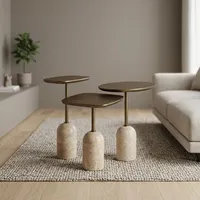 Table basse gigogne moderne et minimaliste, base en bois, plateau en bois, facile à nettoyer, meubles pour la maison