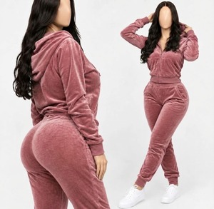 <b>Women's</b> <b>Green</b> <b>Fleece</b> Eco-Friendly Winter Hooded Tracksuit Set Zip up Top and Long Pants Casual 2 Piece Outfit - Product Image 6