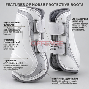 Bottes de brossage pour chevaux avec intérieur lisse, ajustement flexible et fermetures robustes pour un mouvement confortable pendant l'entraînement. - Product Image 5