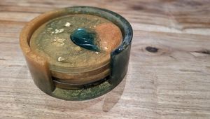 Trending Handmade Epoxy Resin Square & Round Tea Coffee <b>Coasters</b> with Stand | <b>Heat</b> Resistant Luxury Style - Product Image 6