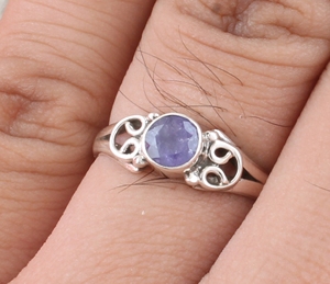 Bague en Tanzanite Naturelle en Argent Sterling 925 pour Femme, Pierre Précieuse Véritable Taillée, Pierre de Naissance de Décembre, Bijou Fin Classique pour Mariage, Pierre TZ - Product Image 5