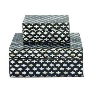 Elegant Hinged Rectangular Bone Inlay <b>Memory</b> Storage <b>Box</b> with Large Capacity for Tableware - Product Image 5