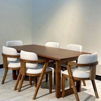 Ensemble de table à manger en bois massif moderne avec chaise à accoudoirs rembourrée, mobilier de salle à manger contemporain minimaliste