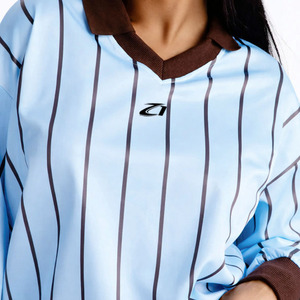 Custom <b>Light</b> Blue Shirt for Unisex Black Stripe Oversized American Football Jersey Breathable Polyester Quick Dry Sports Shirt - Product Image 5