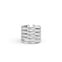 Trendiger Silberfarbener Mehrschichtiger Geometrischer Offener Breiter Verstellbarer Statement-Ring Unisex Hochzeits-Modeschmuck Individuelles Design