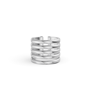 Bague ajustable large unisexe tendance en argent, motif géométrique multicouche, style manchette ouverte, bijou de mode pour mariage, design personnalisé - Product Image 1