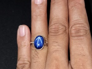 Blue Sapphire Star <b>Ring</b> Oval Gemstone 22K <b>Gold</b> Filled 925 Sterling Silver Personalized Gift <b>Ring</b> Elegant Jewelry - Product Image 4