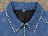 Blouson Bomber en Jean pour Homme, Teinture Dégradée, Col Rabattu, Fermeture Éclair, Style Décontracté Printemps, Coupe Classique