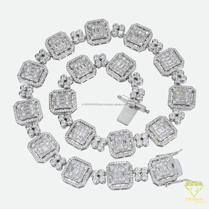 Ensemble de colliers géométriques élégants en diamants de laboratoire sertis dans de l'argent sterling 925, parfait pour les importateurs et les détaillants de bijoux haut de gamme - Product Image 4