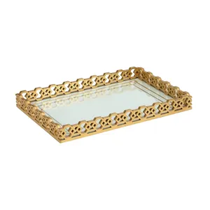 Luxury Gold Finish Decorative Tray for Premium Home Accessories and Coffee Table Styling CollectionStackable <b>Ceramic</b> Round Tray - Product Image 3