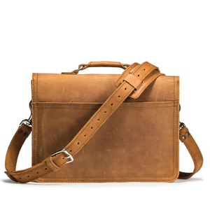 Classic Vintage Fashion Casual Single Shoulder <b>Crossbody</b> <b>Bag</b> Genuine Leather Business Men's <b>Messenger</b> <b>Bag</b> Button Chains Logo - Product Image 3