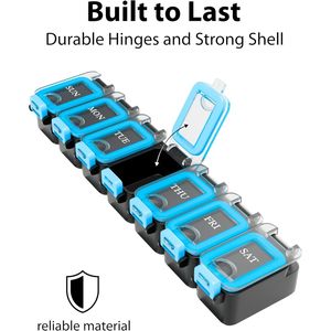 <b>Waterproof</b> 7-Day Weekly Pill Organizer Large Compartments for Big Vitamins Enhanced 1-Time-a-Day Pill <b>Box</b> for Convenient <b>Storage</b> - Product Image 2
