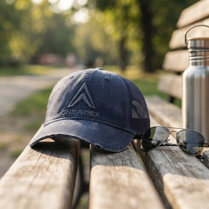 Gorra de béisbol tipo trucker de malla Custom One Apex con logo bordado, de algodón lavado, ajustable, unisex, estilo streetwear. - Product Image 4