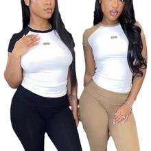 T-shirt court graphique Y2K esthétique pour femme, coupe ajustée extensible et douce, manches courtes, vente en gros - Product Image 3