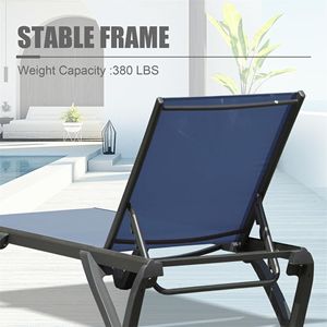 Sdraio da Esterno in Alluminio e Plastica con Schienale Regolabile in 5 Posizioni, Ruote e Resistente alle Intemperie - Product Image 4