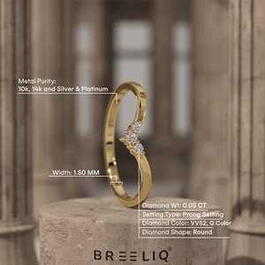 แหวนทองคำแท้ 14K รูปตัววี ประดับเพชรแล็บโกรว์แบบคลัสเตอร์ ดีไซน์มินิมอล แหวนแต่งงานสามเม็ดสำหรับผู้หญิง - Product Image 4