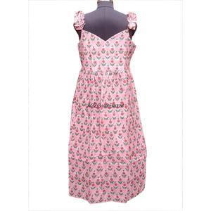 Vestido Largo sin Mangas con Estampado Floral, Corte en A, 100% Algodón Puro, Elegante, Formal, Casual, Veraniego, Transpirable - Product Image 3