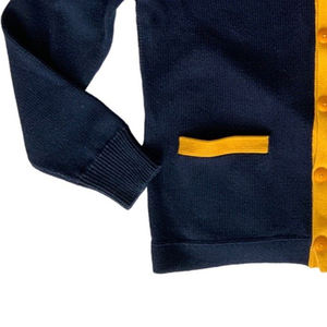 Cardigan unisexe rétro vintage style universitaire, veste d'hiver uniforme scolaire avec bordure rayée, style décontracté, boutons sur le devant, pour femme - Product Image 4