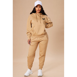 Ensemble sweat à capuche et jogging 100 % coton 450 GSM pour femme, style streetwear décontracté, survêtement en molleton, fournisseur USA Fashion - Product Image 1