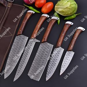 Cuchillo de Cocina de Acero de Damasco Forjado a Mano con Hoja de Espiga Completa y Mango de Palisandro, la Mejor Calidad, Grado Industrial, Set de Chef con Funda de Cuero, OEM - Product Image 4
