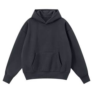 Sweat à capuche pour homme en coton 100% de qualité supérieure, avec tissu épais, cordon en coton 100%, personnalisable, pull-over uni, coupe courte et ample - Product Image 2