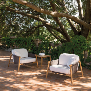 Chaise de relaxation d'extérieur en teck naturel - Product Image 1