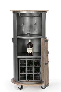 Gabinete de bar redondo gris industrial de tamaño mediano - Product Image 4