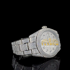 Montre automatique à quartz en acier inoxydable avec cadran en verre, de style hip-hop sportif et tendance, avec une qualité de moissanite VVS. - Product Image 3