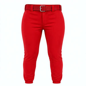 Nouveau pantalon de baseball/softball ajusté et fuselé rouge pour femme, taille élastique, imprimé par transfert thermique, en polyester, toutes saisons - Product Image 1