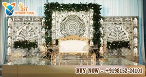 Telón de Fondo para Escenario de Boda al Aire Libre con Marcos de Espejo Estilo Mughal, Impresionantes Paneles de Arco de Espejo para Bodas de Destino - Product Image 3