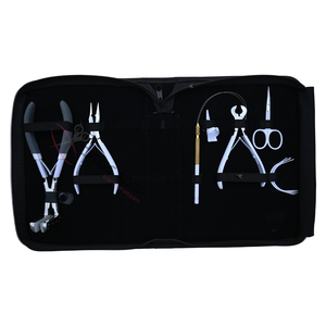 White Hair Extension Tools Kit with Tape In Plier <b>Threading</b> Loop Curved Needles Parting Finger Beads Crimper Keratin Bond <b>Cutter</b> - Product Image 1
