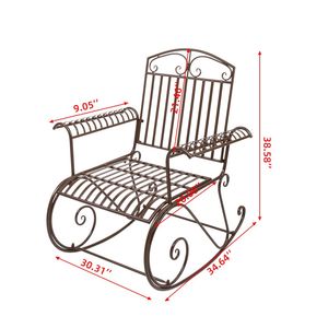 Sedia a dondolo da esterno in ferro battuto per patio, comoda sedia a dondolo per giardino/cortile - Product Image 3