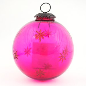 Adorno Navideño de Cristal Rosa Vintage al por Mayor, Diseño de Estrella Redonda, Decoración Colgante para Árbol de Navidad - Product Image 1