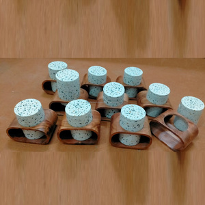 Ecológico Terrazo Bakhoor Mubkhar evaporador Medkhan quemador de incienso con material de incrustaciones de hueso para el hogar y eventos de boda - Product Image 3