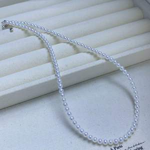 สร้อยคอมุกน้ำจืดธรรมชาติจูจี้ คุณภาพสูง ออโรร่า 4-4.5 มม. เม็ดมุกทรงข้าวเล็ก สร้อยคอไข่มุกน้ำจืด - Product Image 1