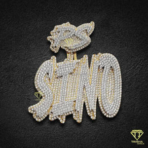 Pendentif personnalisé « SINO » en moissanite et diamants, collier hip-hop plaqué or, bijoux bling-bling, cadeau - Product Image 3
