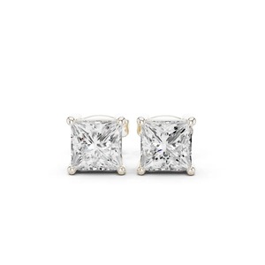 Pendientes de Diamantes Cultivados en Laboratorio con Corte Princesa de 2.10CTW, Oro Amarillo de 9K, 4 Puntas, Joyería Fina al por Mayor OEM - Product Image 3