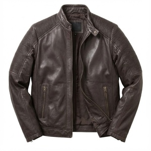Men <b>Brown</b> <b>Leather</b> <b>Jacket</b> with Shearling Collar Winter Warm Fashion <b>Jacket</b> For Men Stylish <b>Leather</b> Quilted <b>Jacket</b> - Product Image 1