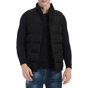 Chaleco Acolchado Negro para Hombre, Cierre de Cremallera, Cuello Alto, Cortavientos, Ropa de Invierno con Bolsillos, Estilo Casual - Product Image 4