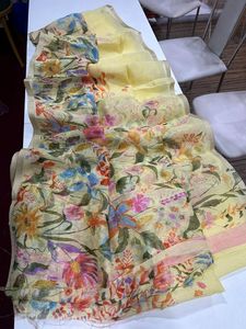 Sari Indio Exclusivo de Lino con Estampado Digital, para Verano e Invierno, de Secado Rápido, Elegante, Étnico, Festivo, para Novias - Product Image 4