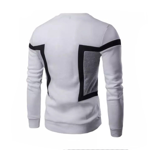 เสื้อสเวตเชิ้ตโอเวอร์ไซส์สีขาวดำสำหรับผู้ชาย ผ้าฝ้ายน้ำหนักเบา คอกลม สตรีทแวร์ พรีเมียมคุณภาพสูง สวมใส่สบาย ระบายอากาศได้ดี - Product Image 1