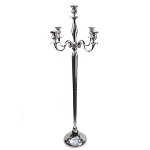 Elegant 5-Arm Silver Candelabra Metal Candle Holder <b>Tall</b> Candelabrum Centerpiece for Luxury Wedding Party <b>Table</b> Home Decor Stand - Product Image 5