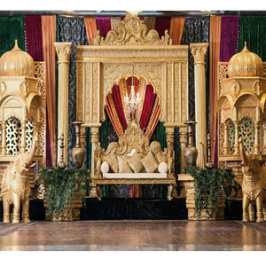 Escenario de Boda con Temática del Gran Mughal, Estilo Rajwada, Decoración de Escenario de Fibra para Bodas, Fabricante de Escenarios de Boda Asiáticos, California, EE. UU. - Product Image 1