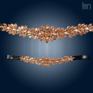 Custom Leather Horse Bridle Browband Peach Champagne <b>Crystal</b> <b>Cluster</b> Snap On Browband Equestrian Bling Horse Tack Accessories - Product Image 3