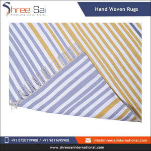 Vente en gros de tapis d'intérieur de qualité supérieure du fabricant indien 100% coton Ensemble de tapis brodés rayés faits à la main Exposition - Product Image 5