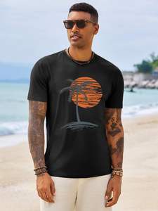 Camiseta de Algodón Tejida Casual para Hombre con Logotipo Personalizado, Cuello Redondo, Ecológica, de Secado Rápido, para Verano, de Alta Calidad, al por Mayor - Product Image 2
