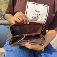 Dompet Kulit Asli Model Clutch Laris Manis, Ritsleting, Anti Maling, Desain Stylish Unik, Unisex, Bahan Poliester, Dapat Dikustomisasi