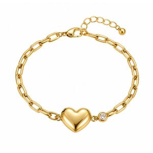 สร้อยข้อมือรูปหัวใจกันน้ำสำหรับผู้หญิง ไม่หมอง 14K PVD สแตนเลสสตีล - Product Image 1