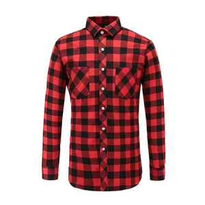 Customized 100% Cotton Flannel Solid <b>Shirt</b> Men <b>Quilted</b> Lined Brushed Single Button Turn-down Collar Casual Breathable Spring - Product Image 1